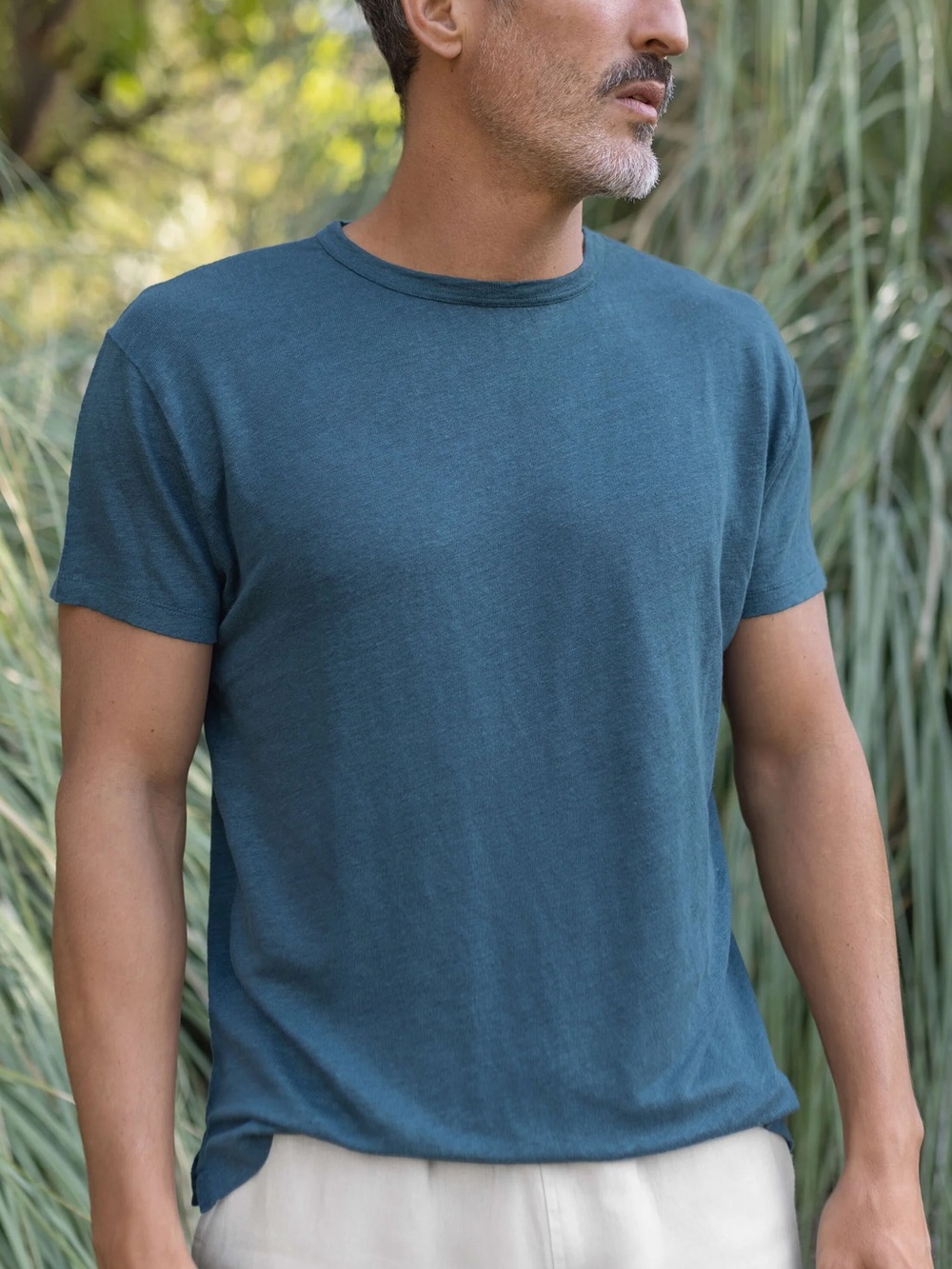 NEW Alex Crane Men’s Sun Tee Dusk Blue European Linen Short Sleeve Size M
